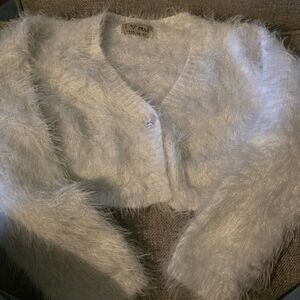 Fluffy White Cardigan